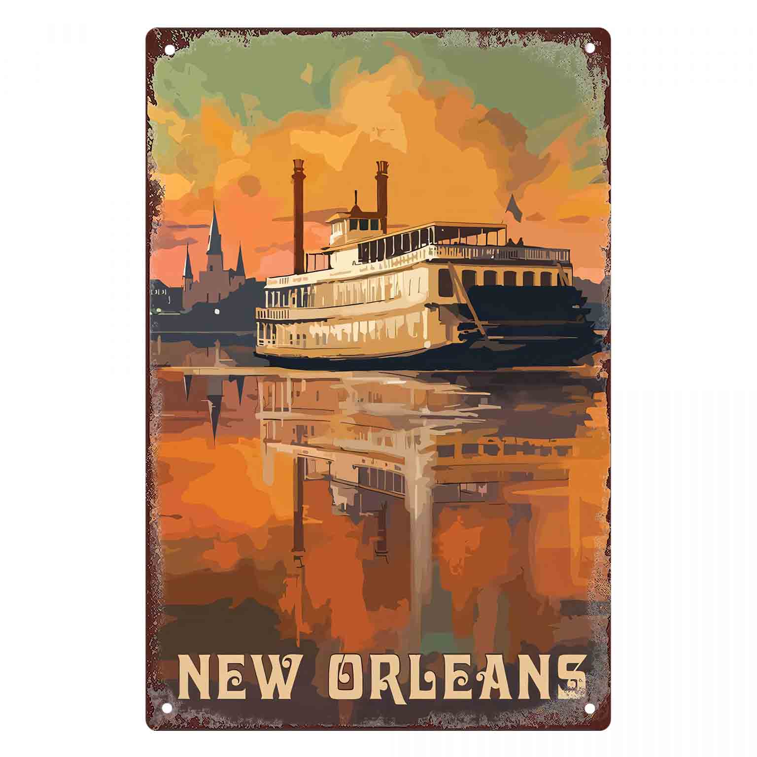 Home Decor New Orleans - Placa de Metal Decorativa 2D Plana