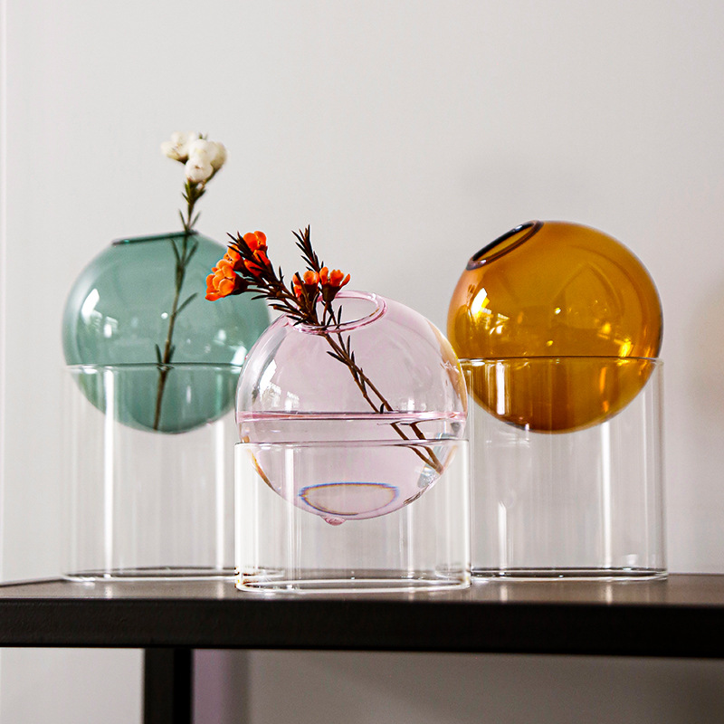 Terrarium Glass Bottle - Mini vaso de flores redondo recipiente