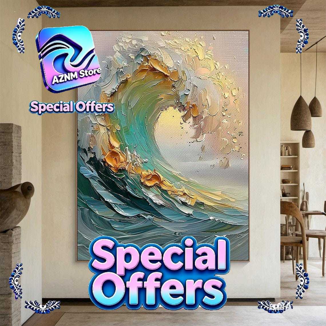 Home Decor Etsy - Pintura a Óleo Abstrata Grande em