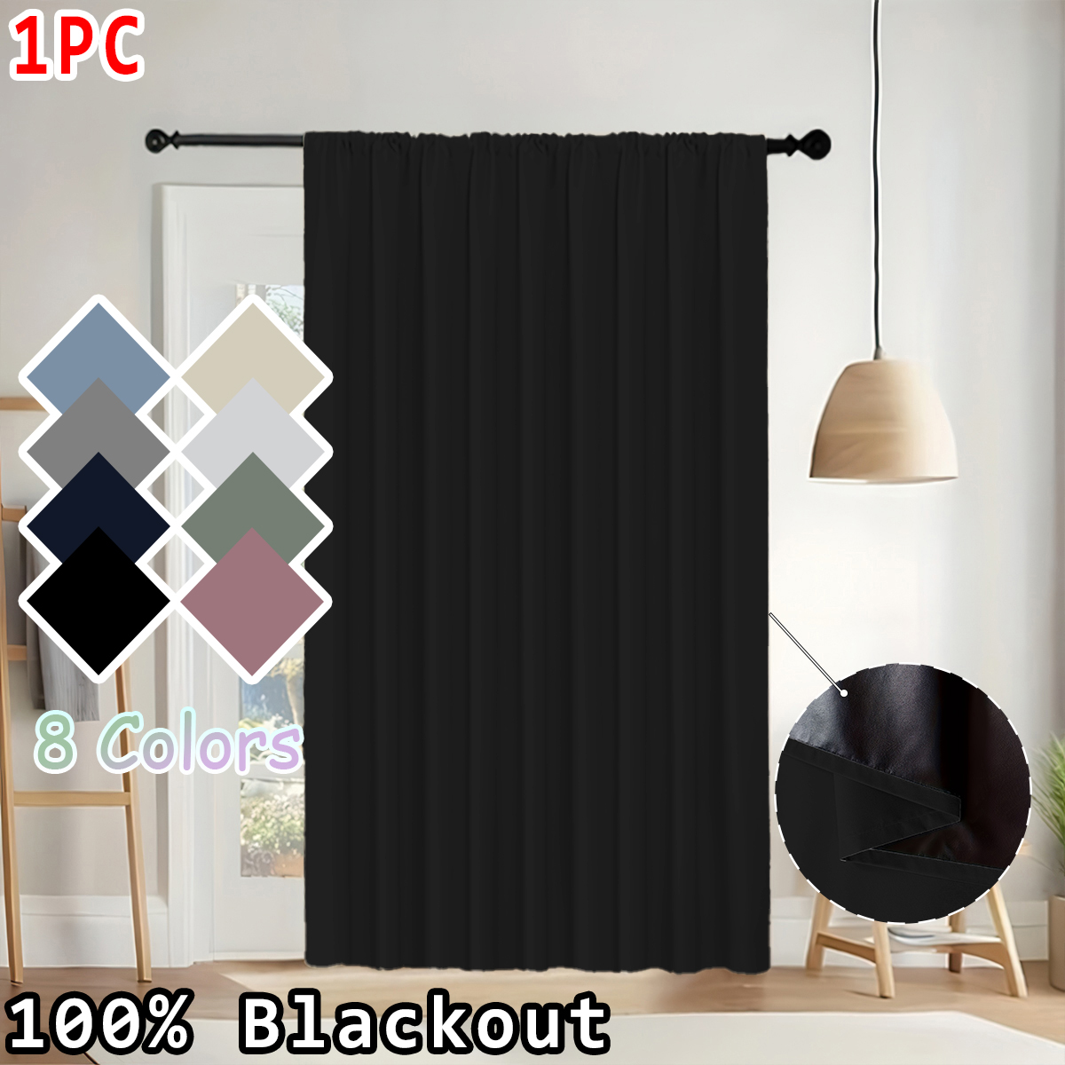 Home Decor Curtain - 1 Peça de Cortina Simples de