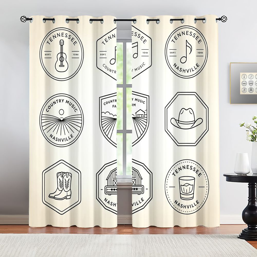 Home Decor Curtain - Cortinas com tema de música country