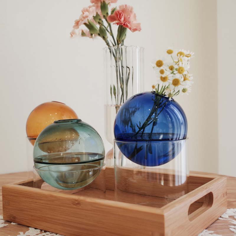 Terrarium Glass Bottle - Mini vaso de flores redondo recipiente
