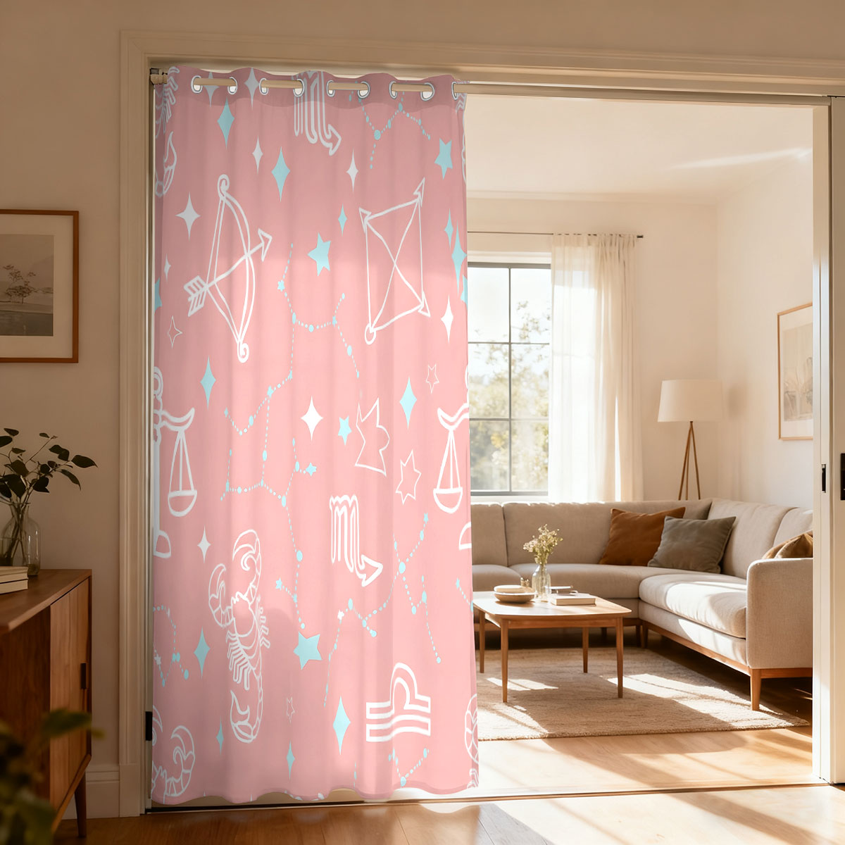 Home Decor Curtain - 1 peça Cortina Decorativa com Estampa