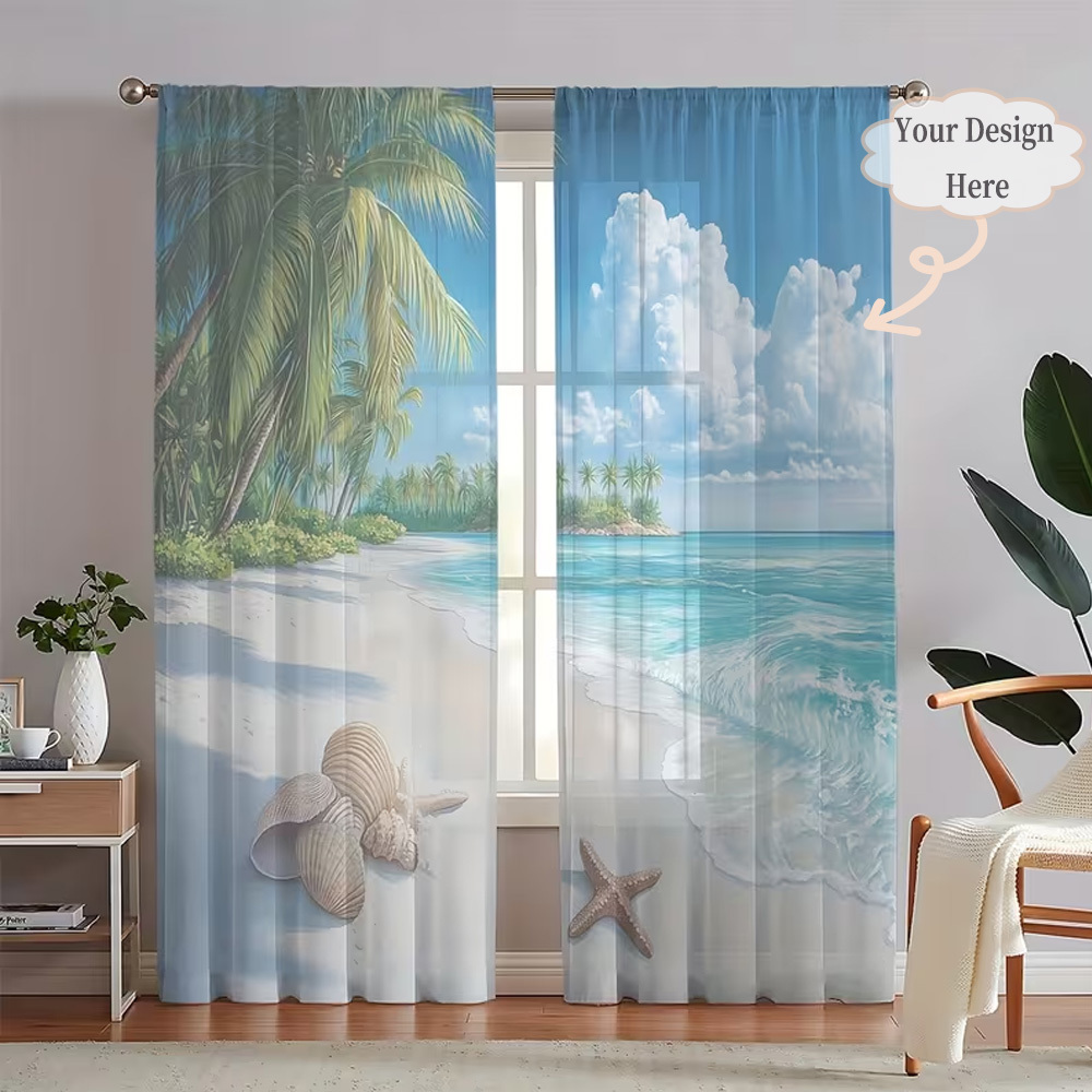 Home Decor Curtain - Cortinas Transparentes Planas 2D Personalizadas (2