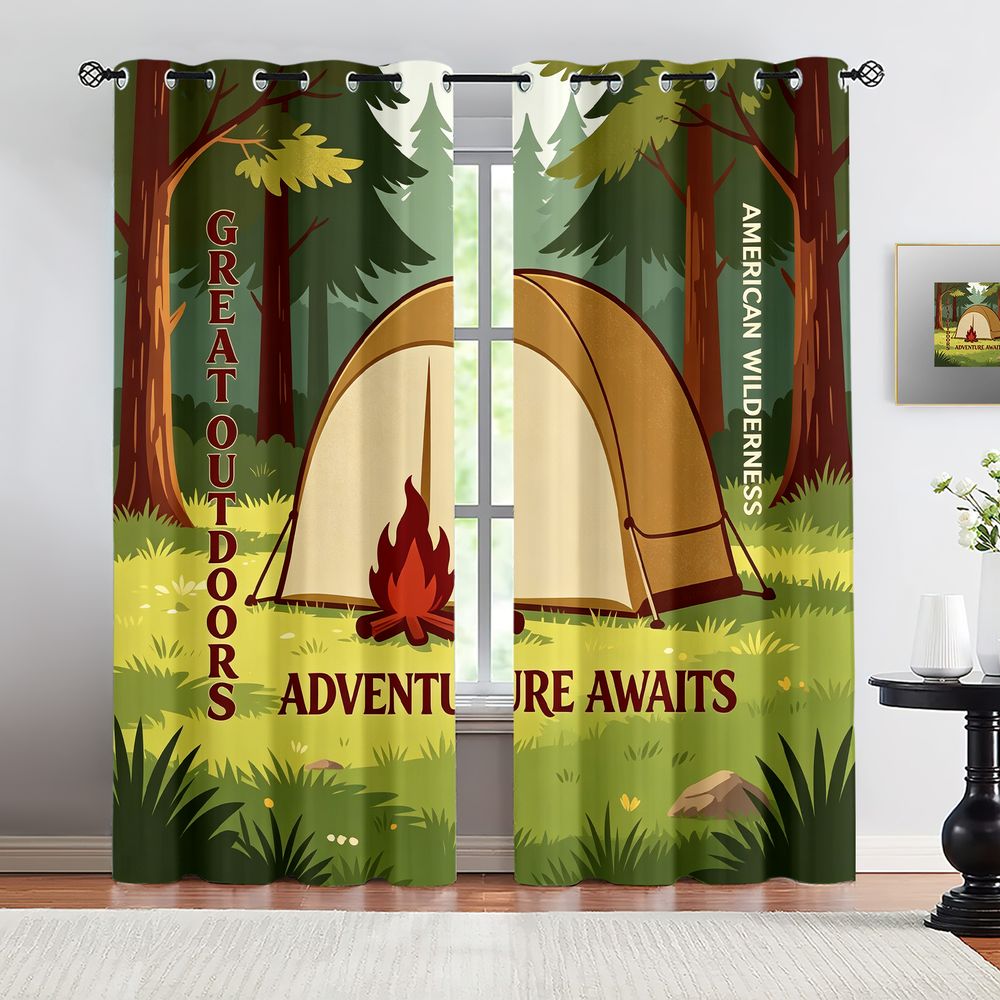 Home Decor Curtain - Cortinas com Estampa de Cena de