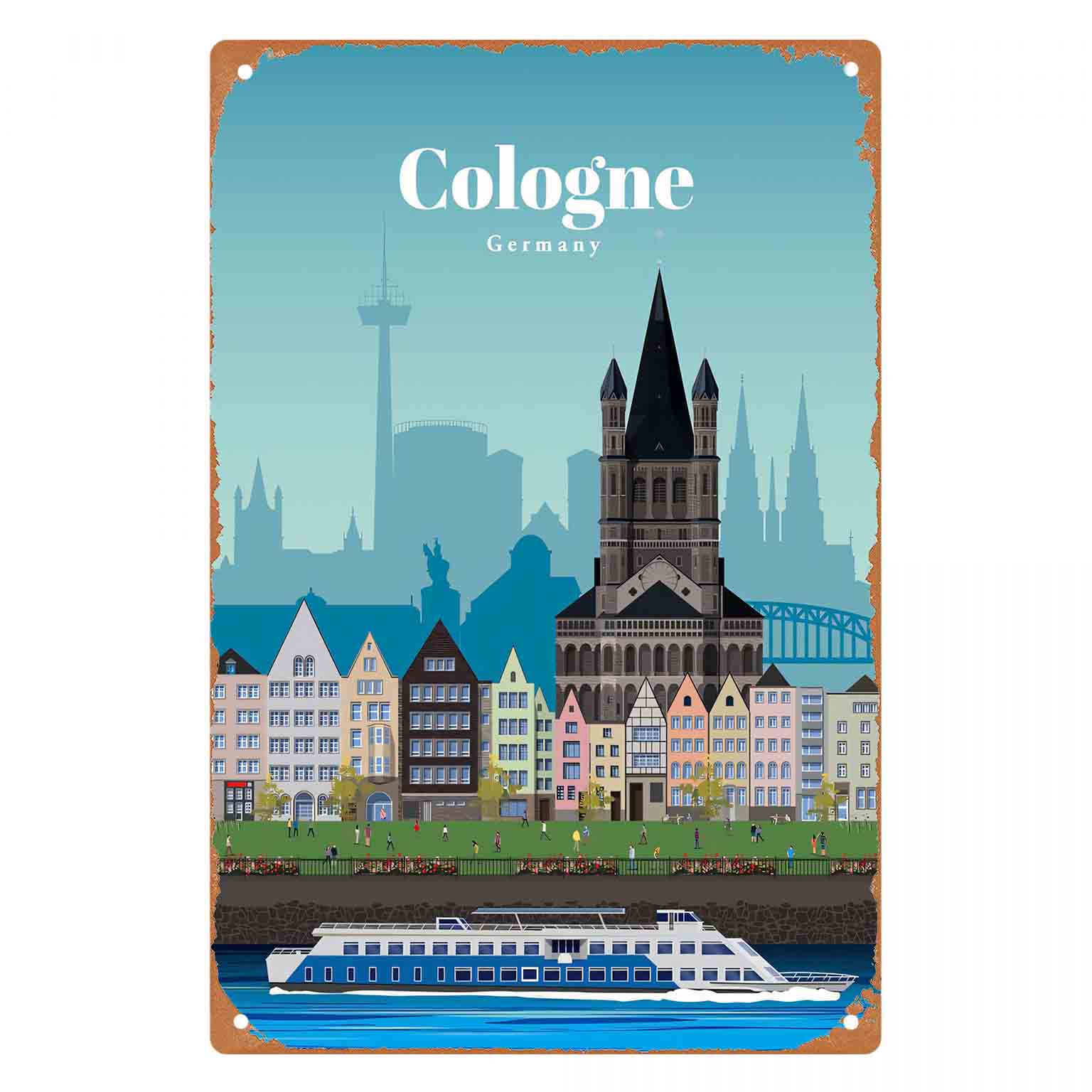 Germany Home Decor - Placa de Metal Decorativa 2D Plana