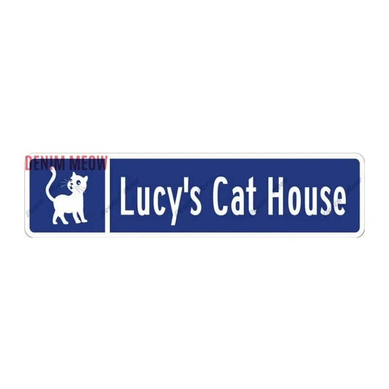 Home Decor Cat - Placa de Metal Personalizada Gato Azul,