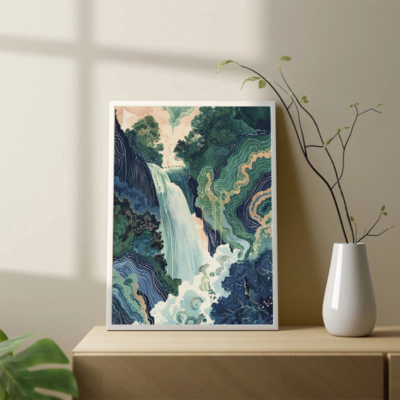 Home Decor Green - Pôster de Paisagem Asiática Hokusai Ukiyo-e