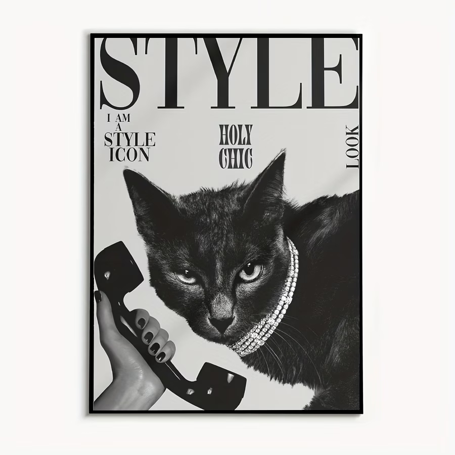 Home Decor Cat - Arte de parede retrô com gato