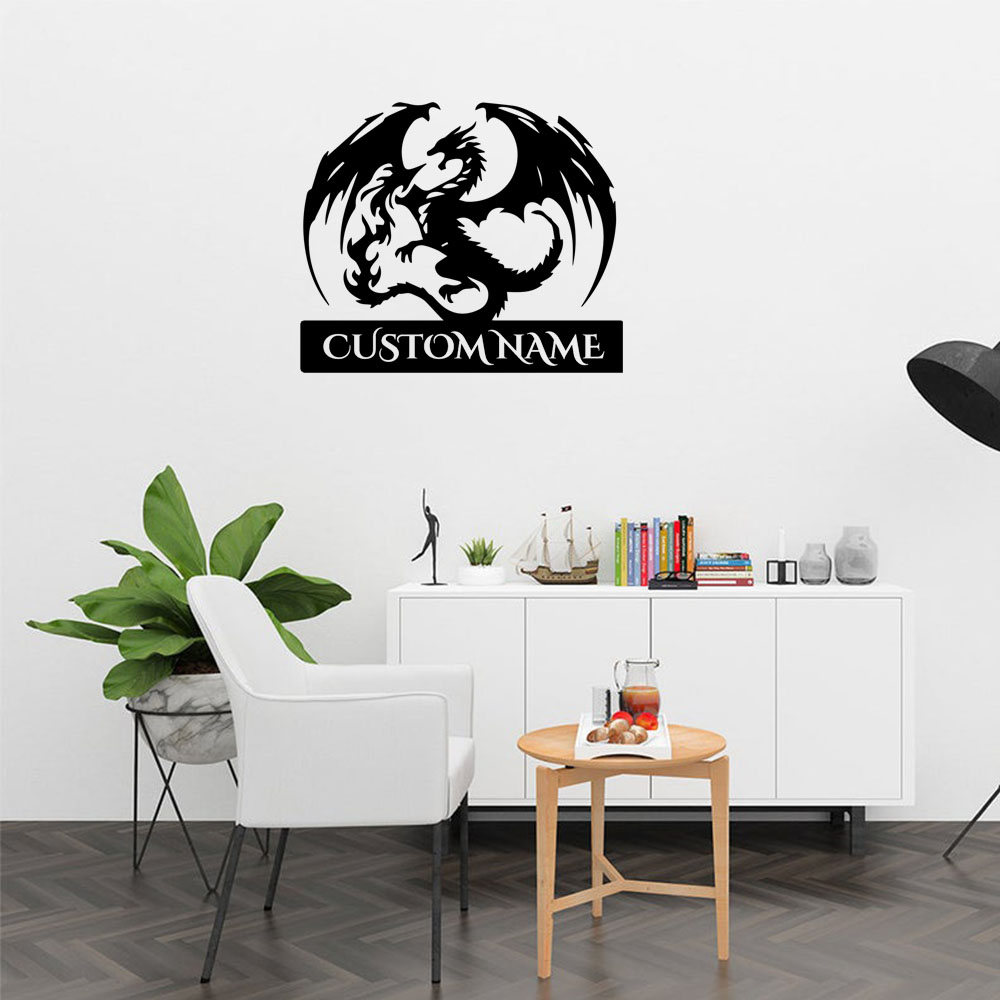 Home Decor Wall Stickers - 1PC Dragão Fofo Personalizado com Nome,