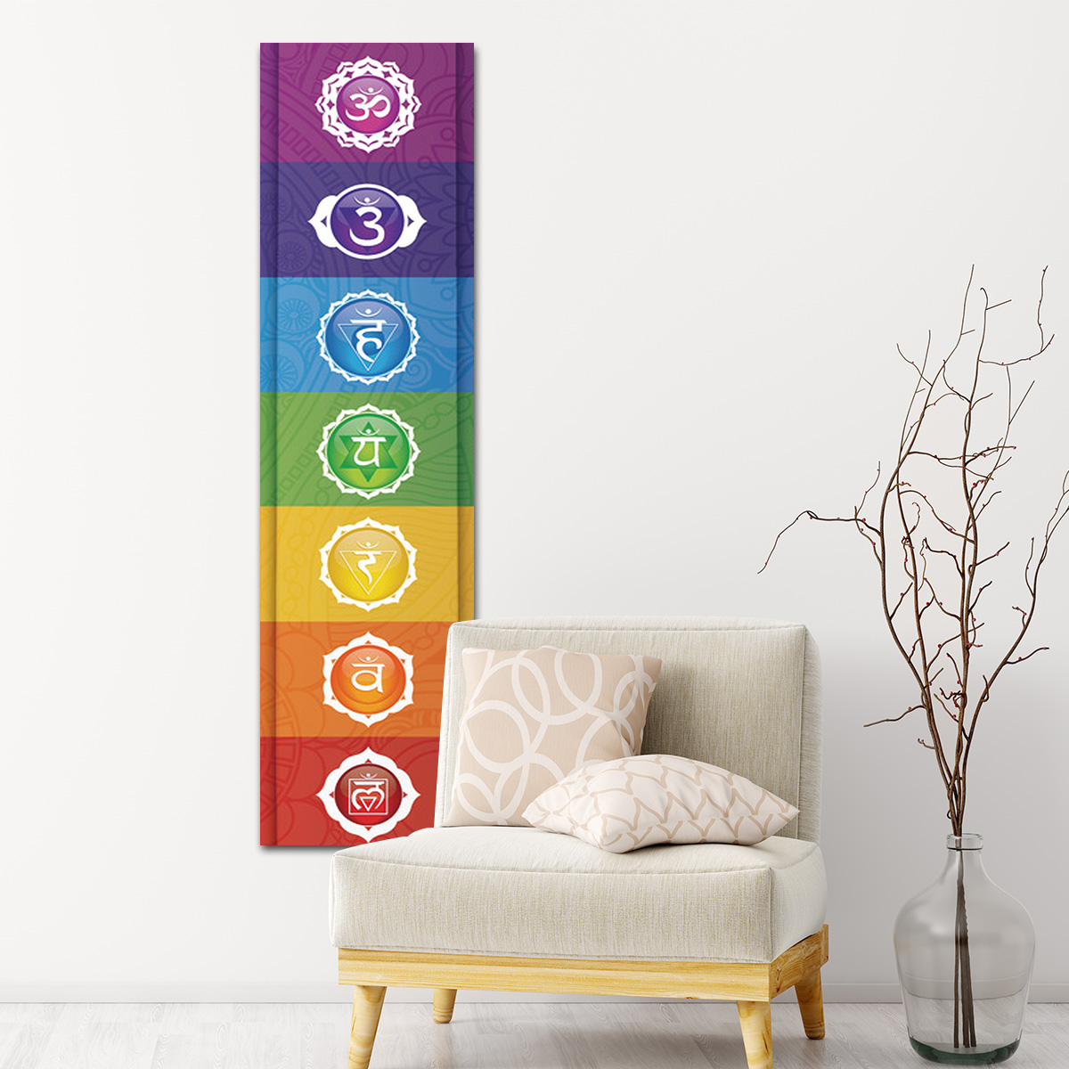 Home Decor Yoga - Tapeçaria de elementos coloridos chakra yoga