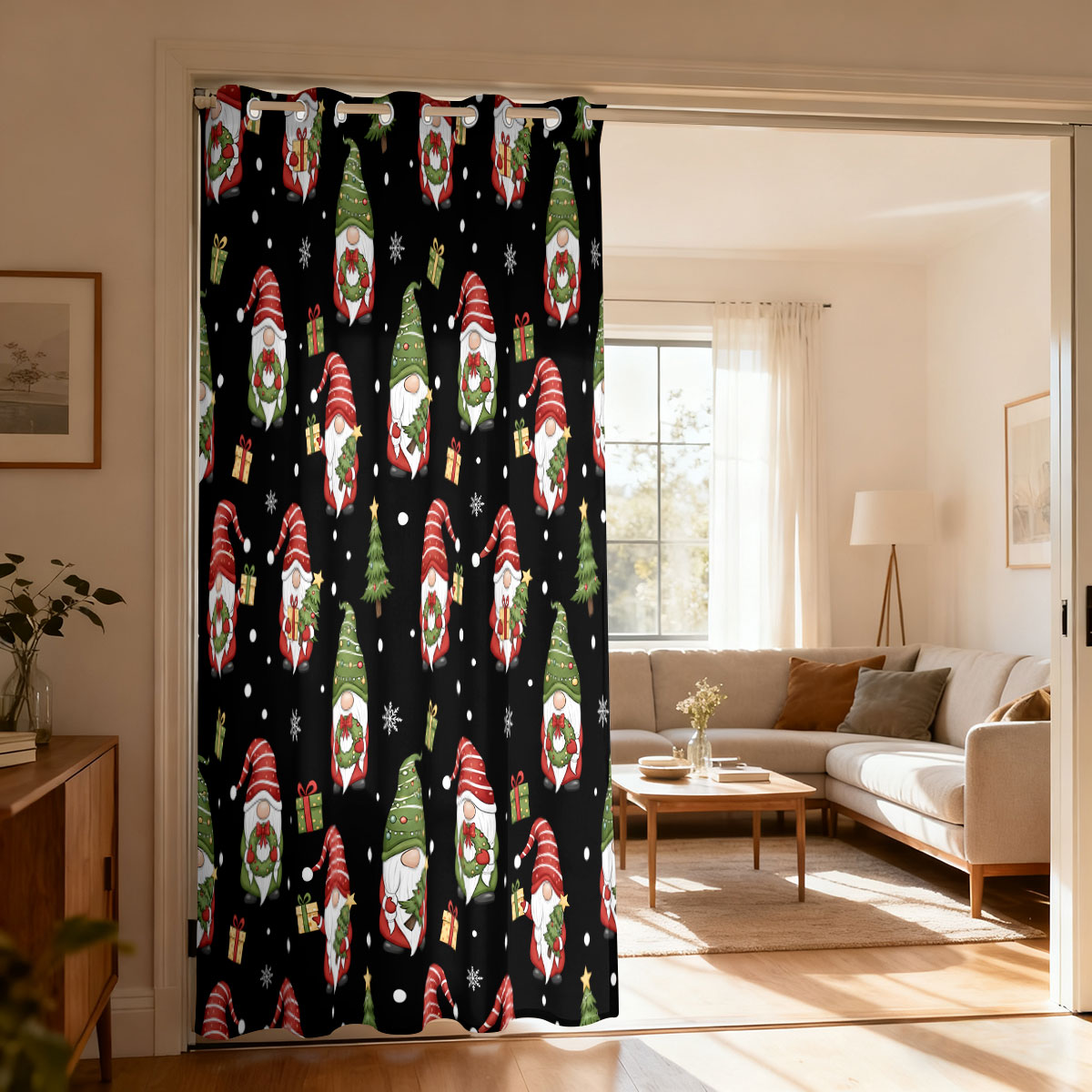 Home Decor Curtain - Cortina de Laço Único com Estampa