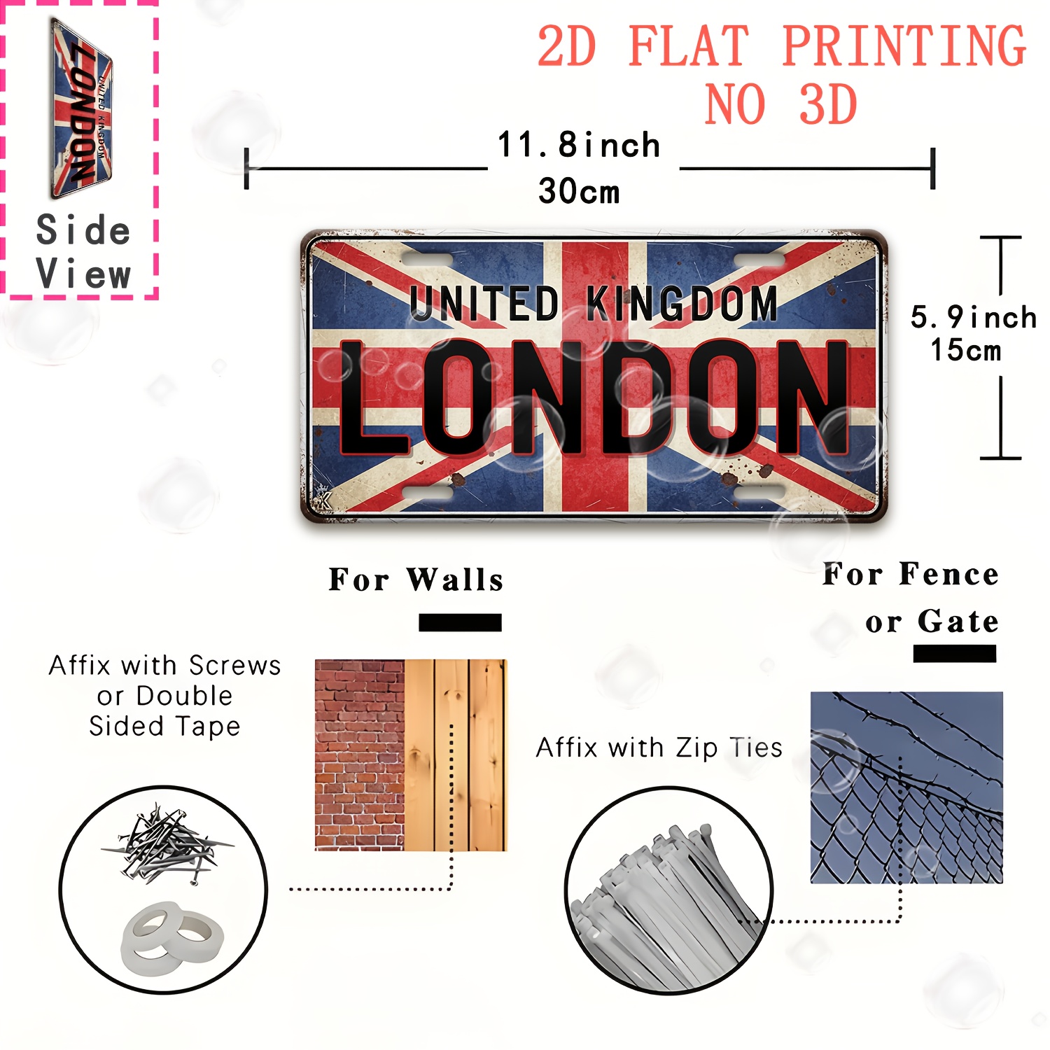 Placa de Metal Vintage 'LONDON - Home Decor London avaliação e preço