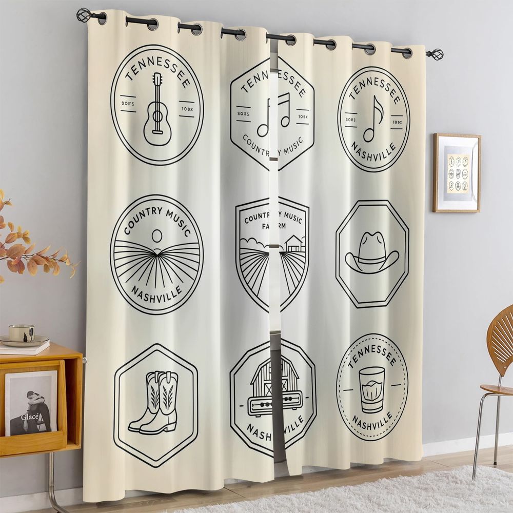 Cortinas com tema de música co - Home Decor Curtain avaliação e preço