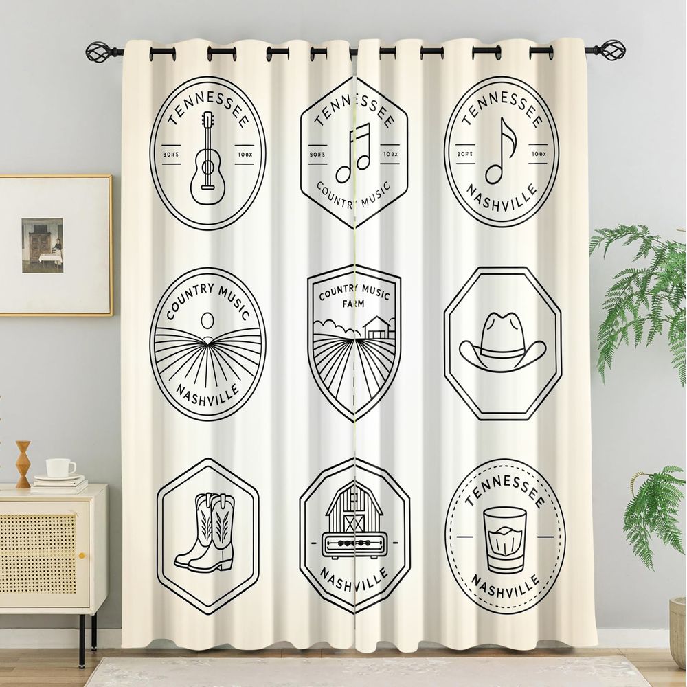 Cortinas com tema de música co - Home Decor Curtain avaliação e preço