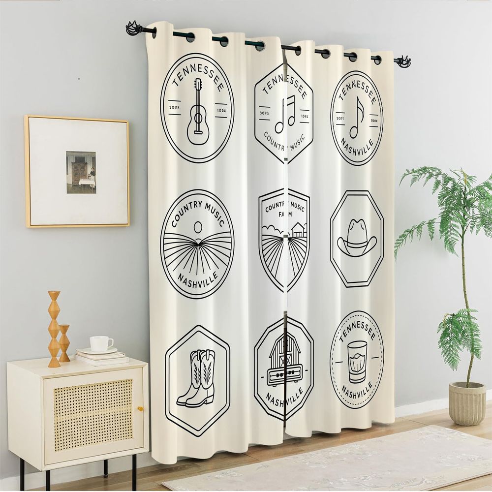 Cortinas com tema de música co - Home Decor Curtain avaliação e preço