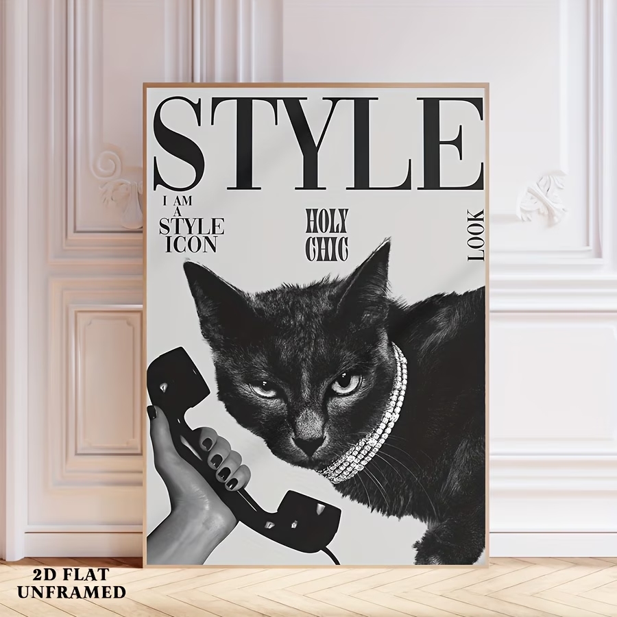Arte de parede retrô com gato  - Home Decor Cat avaliação e preço