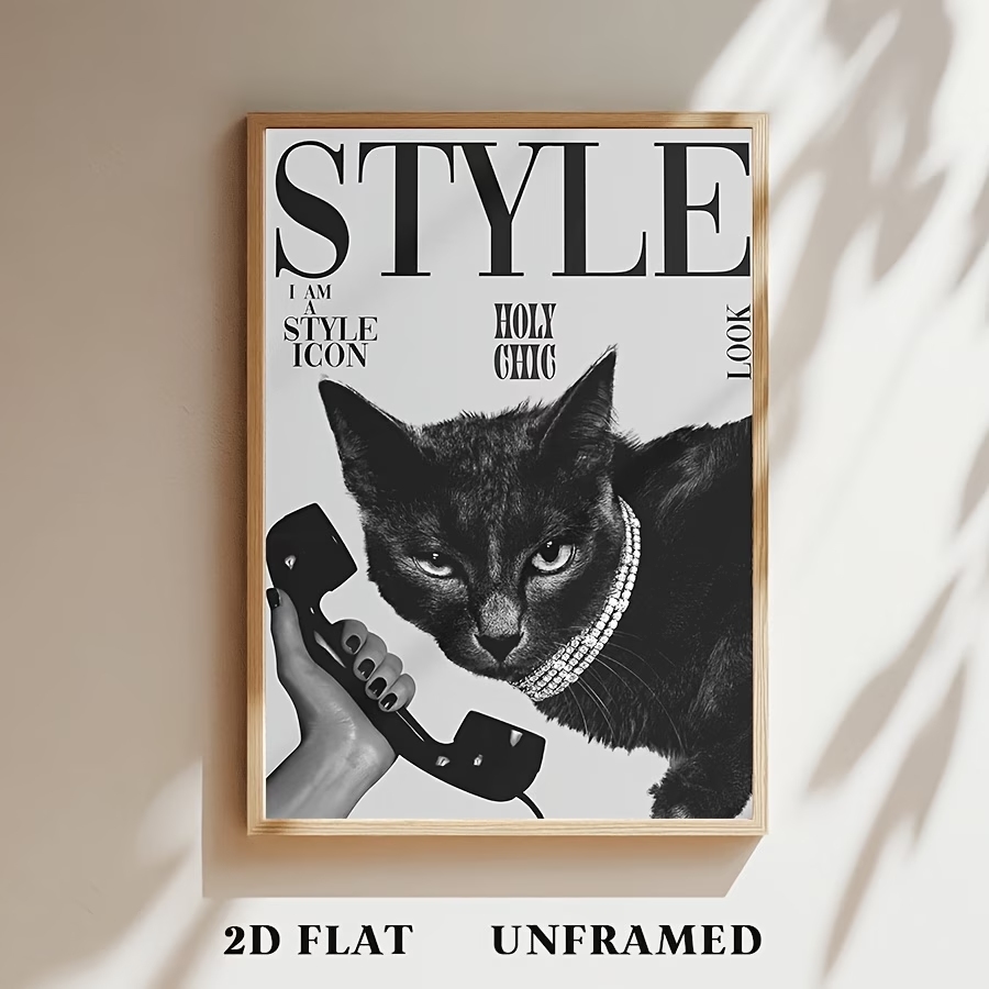 Arte de parede retrô com gato  - Home Decor Cat avaliação e preço