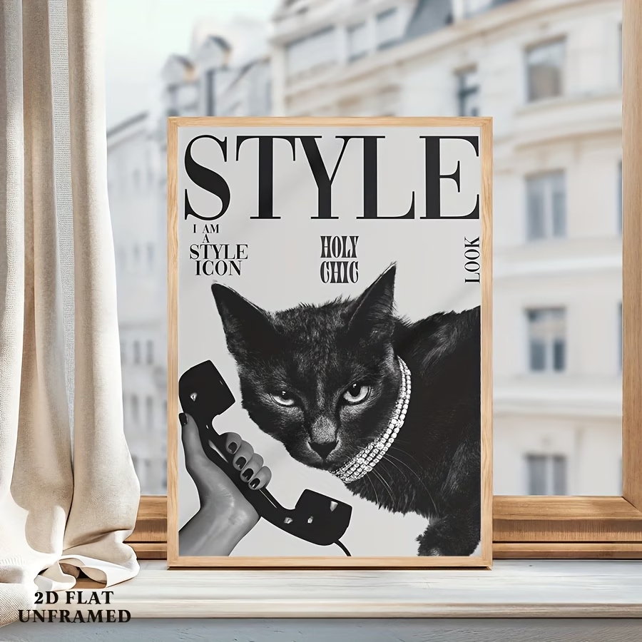 Arte de parede retrô com gato  - Home Decor Cat avaliação e preço