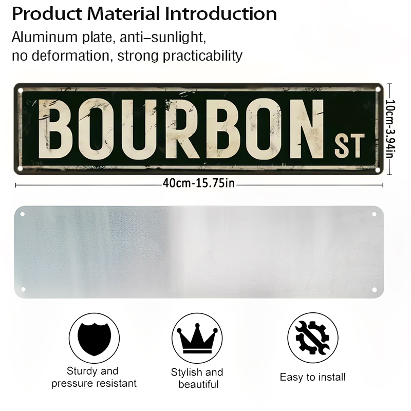 Placa de Metal Vintage Bourbon - Home Decor New Orleans avaliação e preço