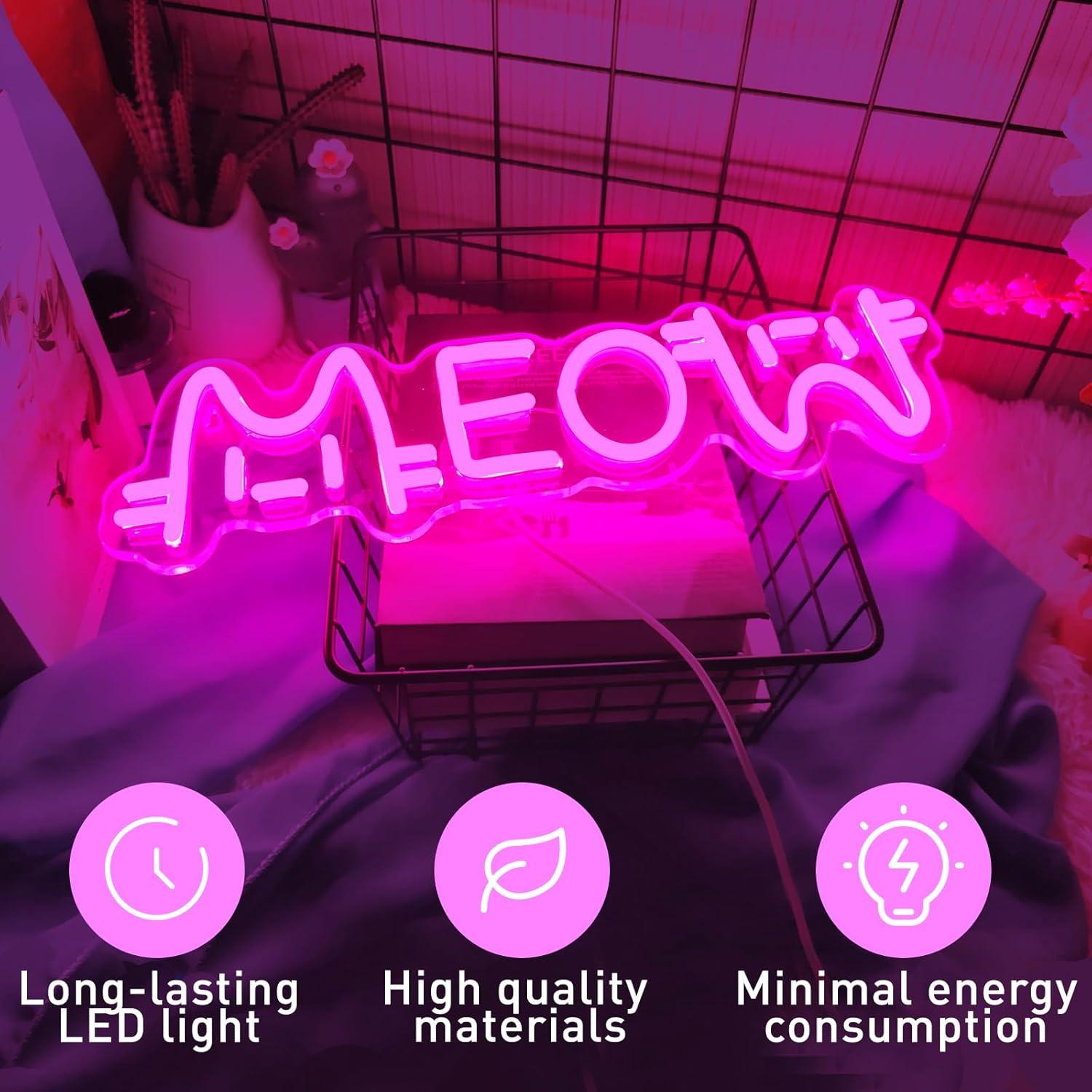 Letreiro Neon Gato Meow com LE - Home Decor Cat avaliação e preço