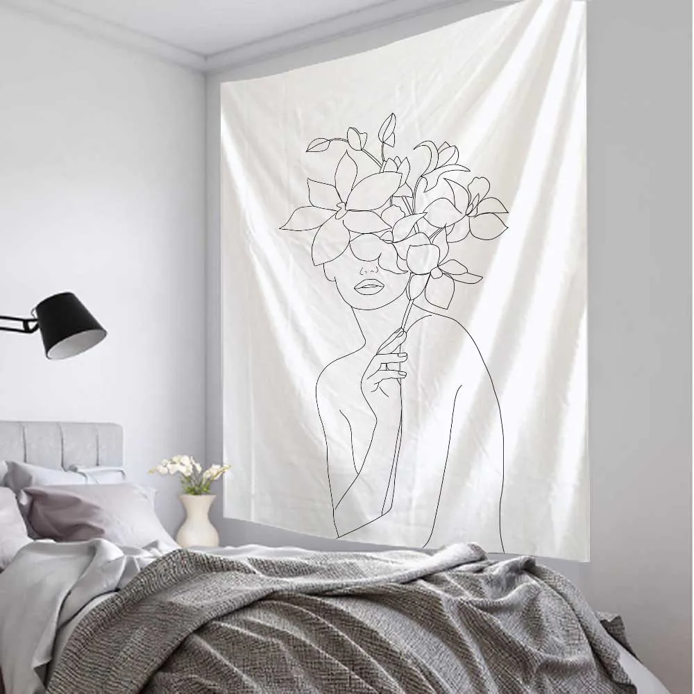 Linha simples menina tapeçaria - Home Decor Yoga avaliação e preço