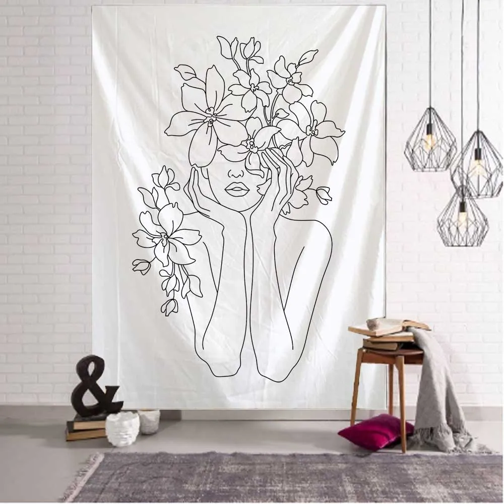 Linha simples menina tapeçaria - Home Decor Yoga avaliação e preço