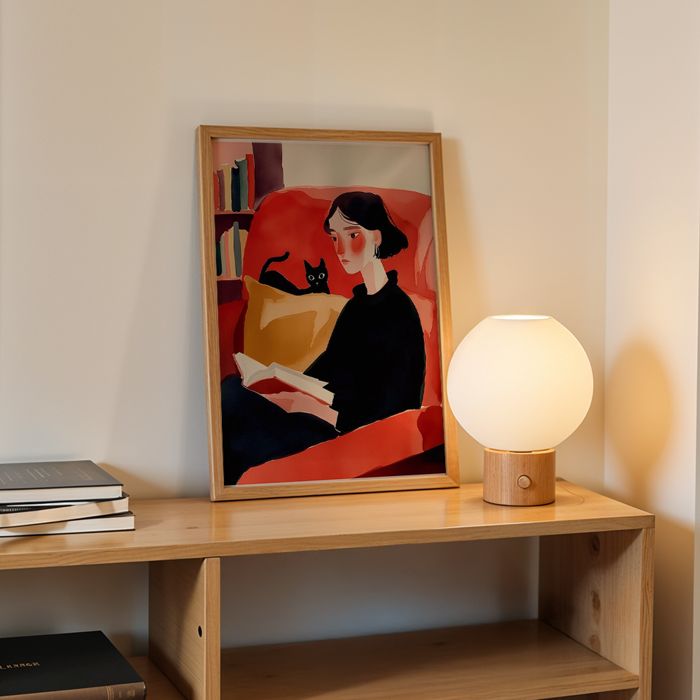 Mulher lendo no sofá com gato  - Home Decor Sofa avaliação e preço